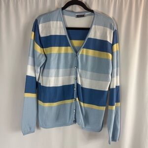 Erika & Co Multi-Color Striped Long Sleeve V-Neck Cardigan Sweater
Women's